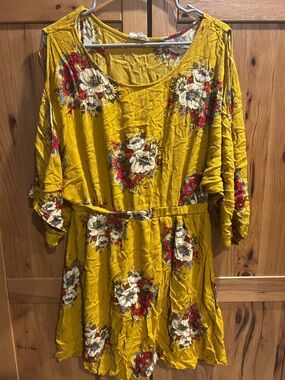 Crescent Mustard Yellow Floral Mini Dress